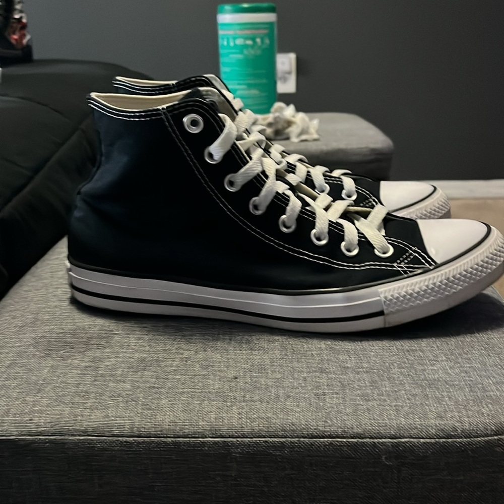 Men’s size 9.5 converse high tops, black, used/normal wear